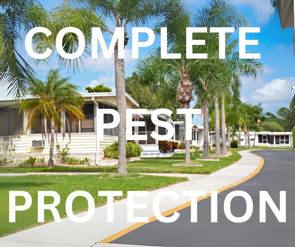 COMPLETE PEST PROTECTION. Our exclusive under mobile home pest control service completely protects your mobile home from ants and roaches. This exclusive service is included with every new mobile home pest control service.