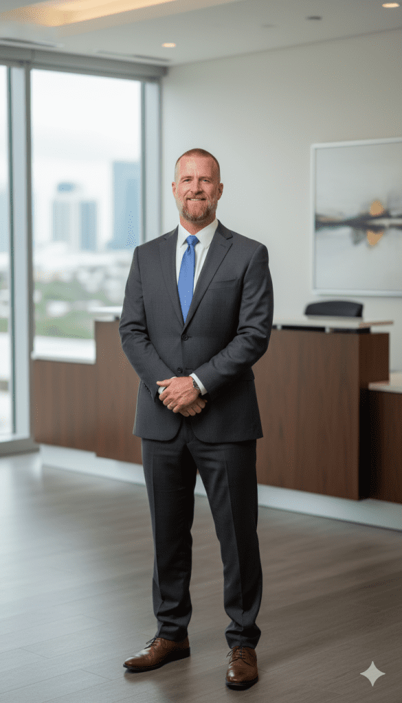 A professional headshot of David Burgess, a veteran and owner of Pest & Lawn Organic Guard Inc., a Brevard County and Indian River County pest control company.