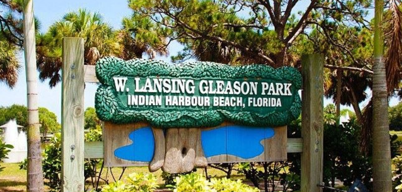 Sign for W. Lansing Gleason Park in Indian Harbour Beach.