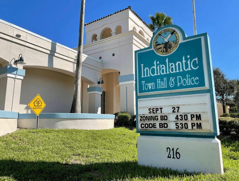 Termite Control Indialantic - Indialantic Town Hall and Police sign.