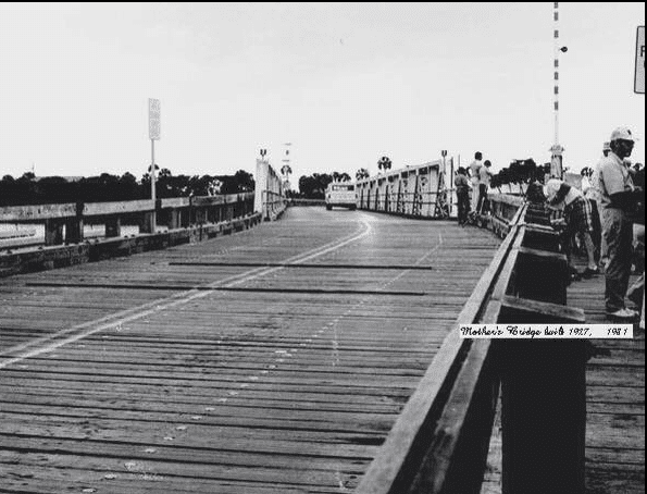 Old wooden Mathers Bridge from the 1960s in Indian Harbour Beach.
