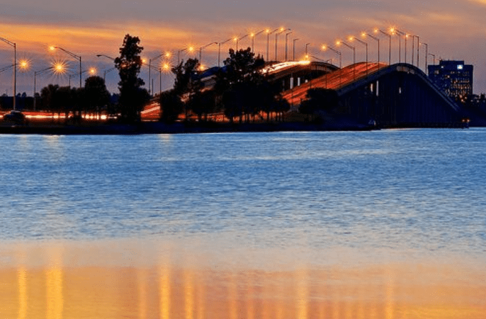 Termite Exterminator in Indialantic - Melbourne Causeway at night connecting to the beachside.